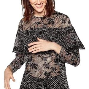 Zara Black Floral Lace Blouse